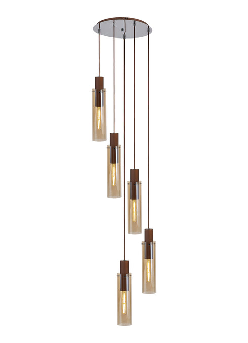 Brooks Slim Round Pendant 5 Light